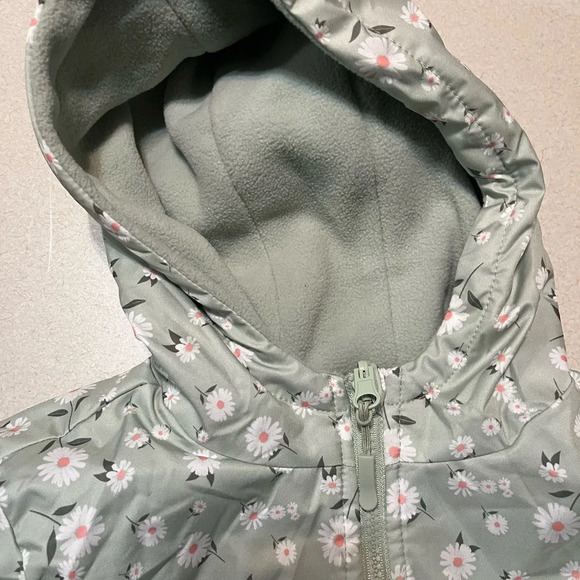 NWOT Sweet Stories fleece lined zip-up mint & Daisies hooded Jacket small 7/8 - Picture 2 of 8